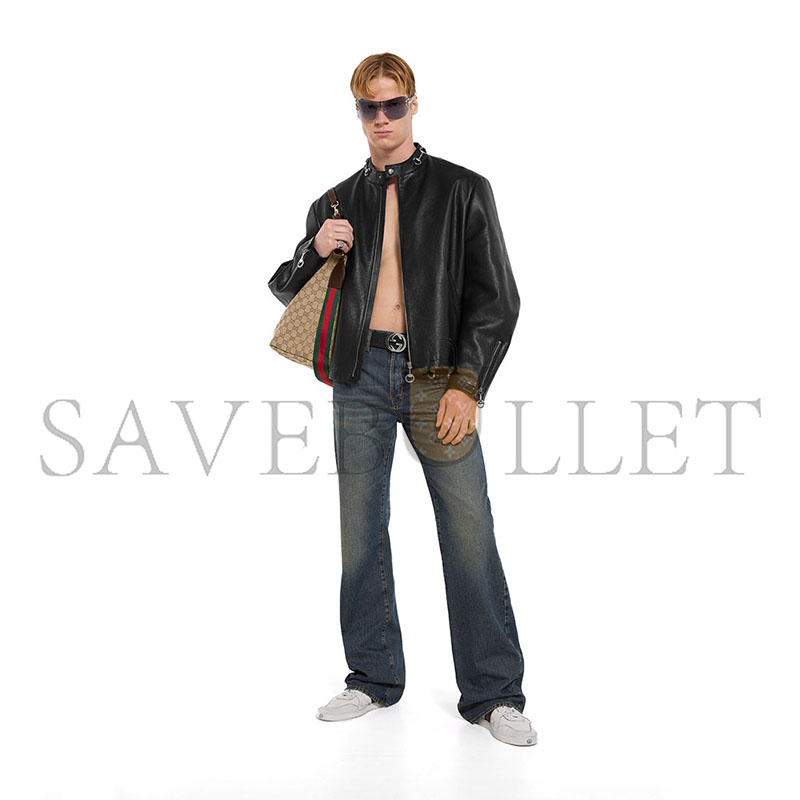 GUCCI LEATHER JACKET WITH HORSEBIT 864931
